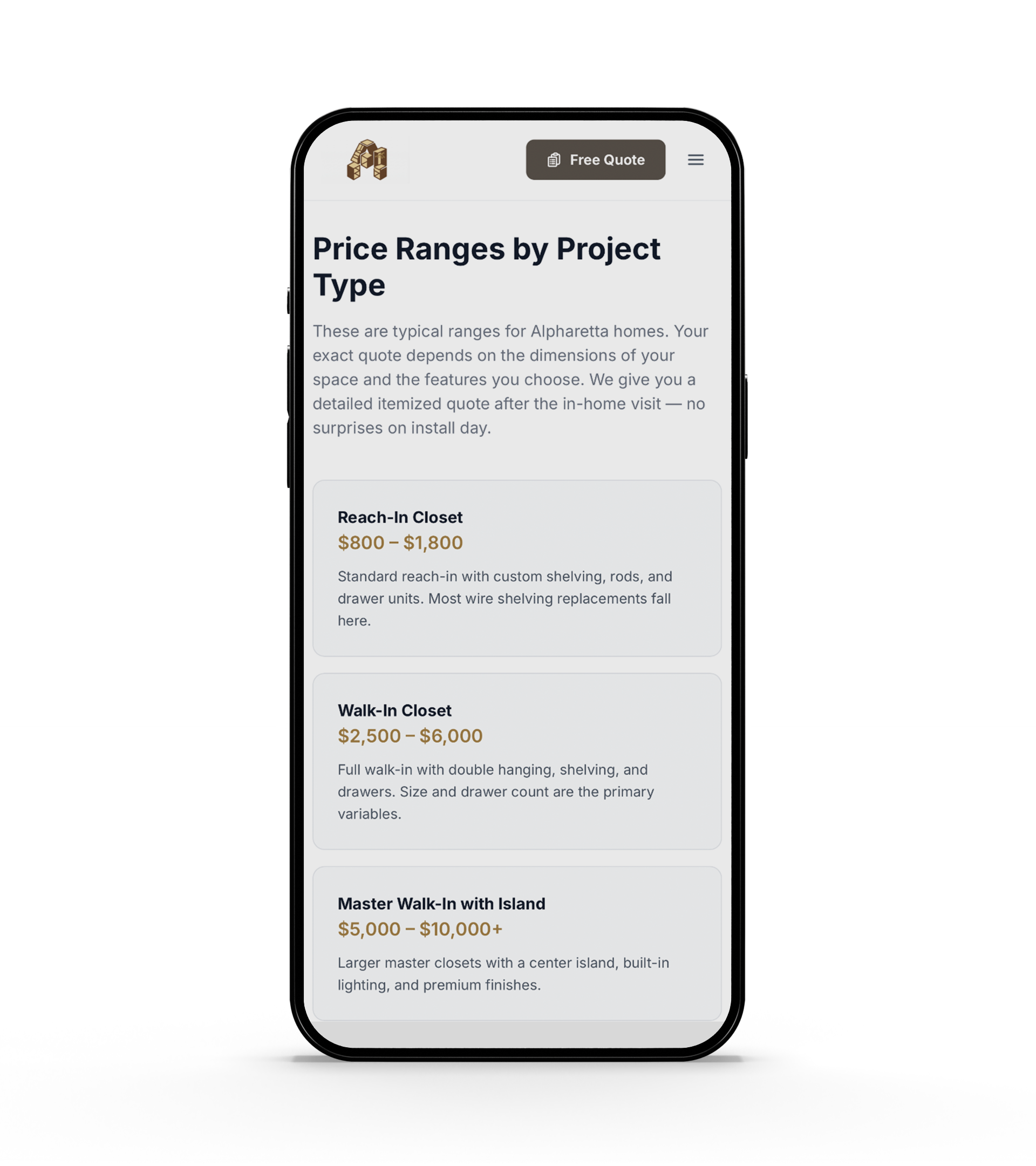 Cost guide — pricing by project type — mobile